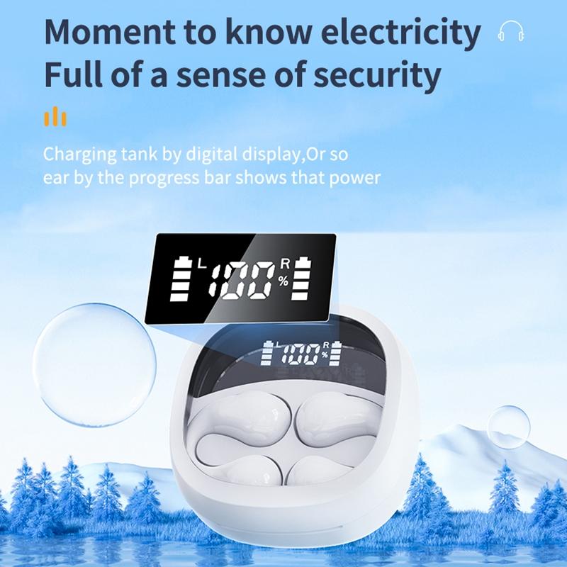 NNEDSZ Smart Digital Display Bluetooth Earphones With Transparent Capsule Design