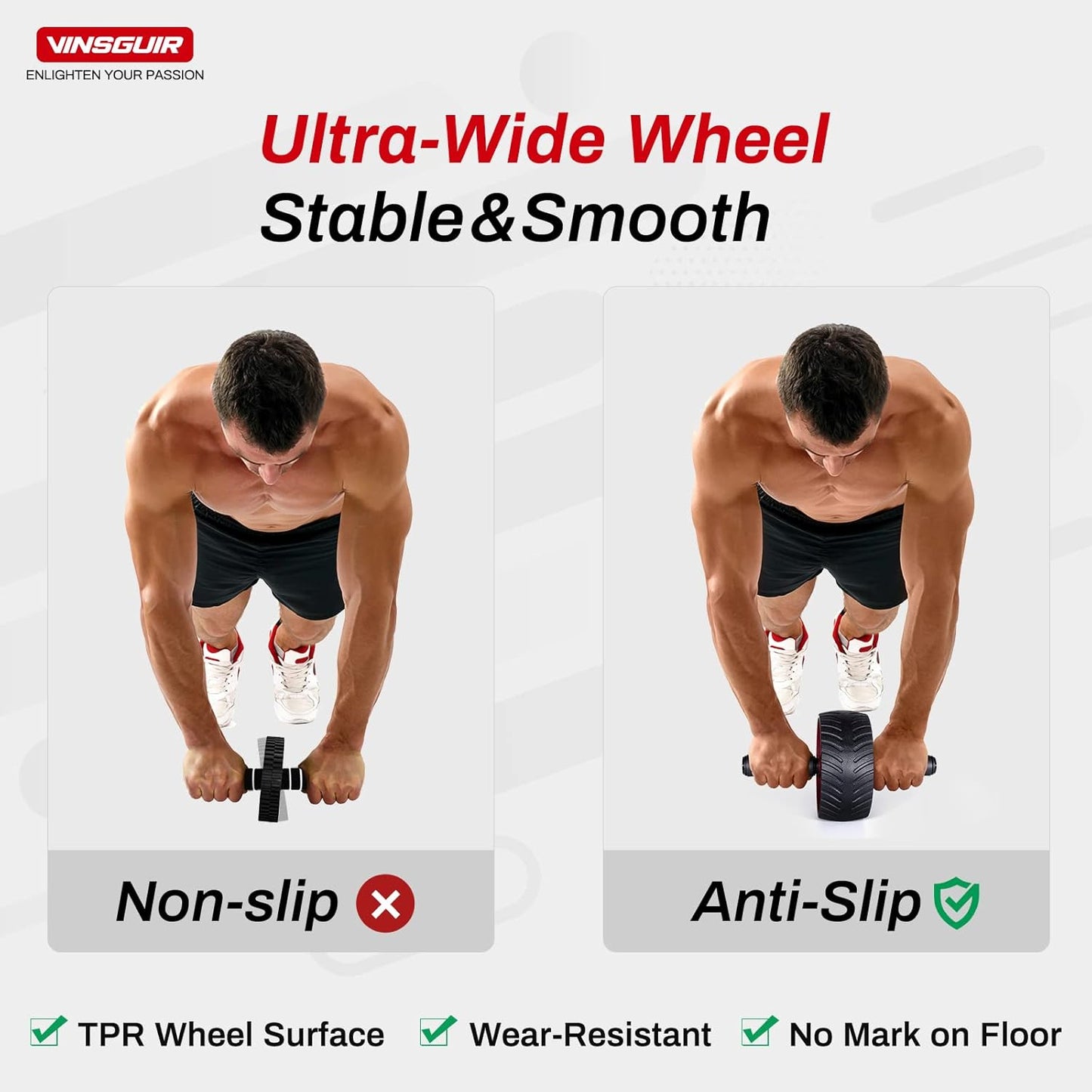 Ultra-Wide Ab Roller Wheel, Abs Workout Equipment for Abdominal & Core Strength Training, Exercise Wheels for Home Gym Fitness, Ab Machine with Knee Pad Accessories