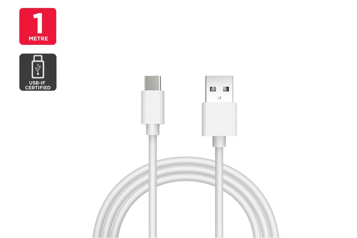 NNEKG USB C to USB A Cable IF Certified (White) (1m)