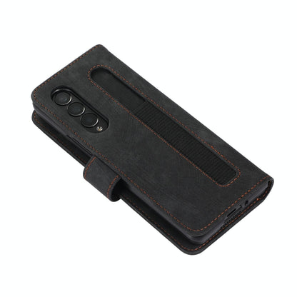 NNEDSZ Samsung Galaxy Z Fold 4 Leather Phone Case With Pen Slot - Horizontal Flip